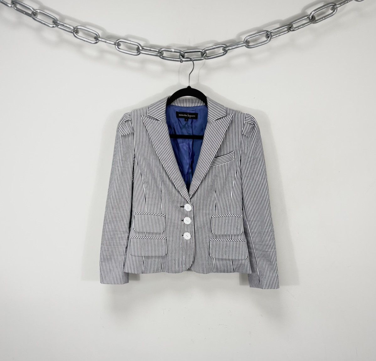 Nanette Lepore Nanette Lepore Women’s Striped 3-Buttons Blazer Jacket Size S / US 4 / IT 40 - 1 Thumbnail