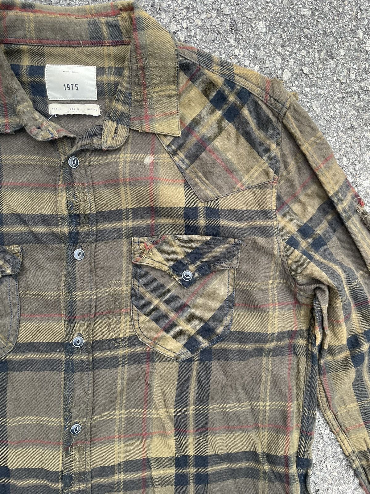 Zara Distressed/Destroyed Flannel Button Down Shirt Size US M / EU 48-50 / 2 - 3 Thumbnail