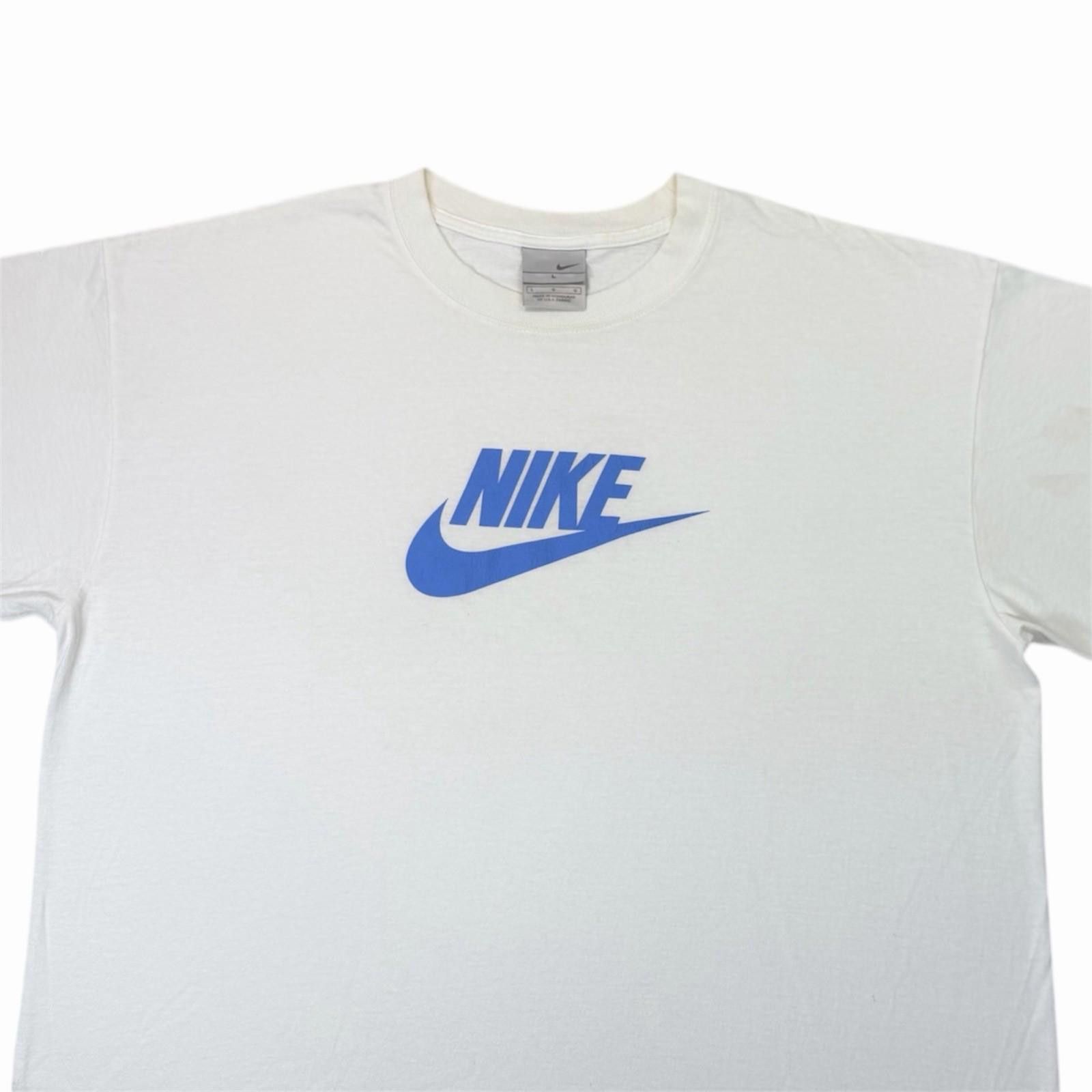 Nike Y2K Nike Blue Spell Out Swoosh Logo White T-Shirt L Grey Tag Size US L / EU 52-54 / 3 - 2 Thumbnail