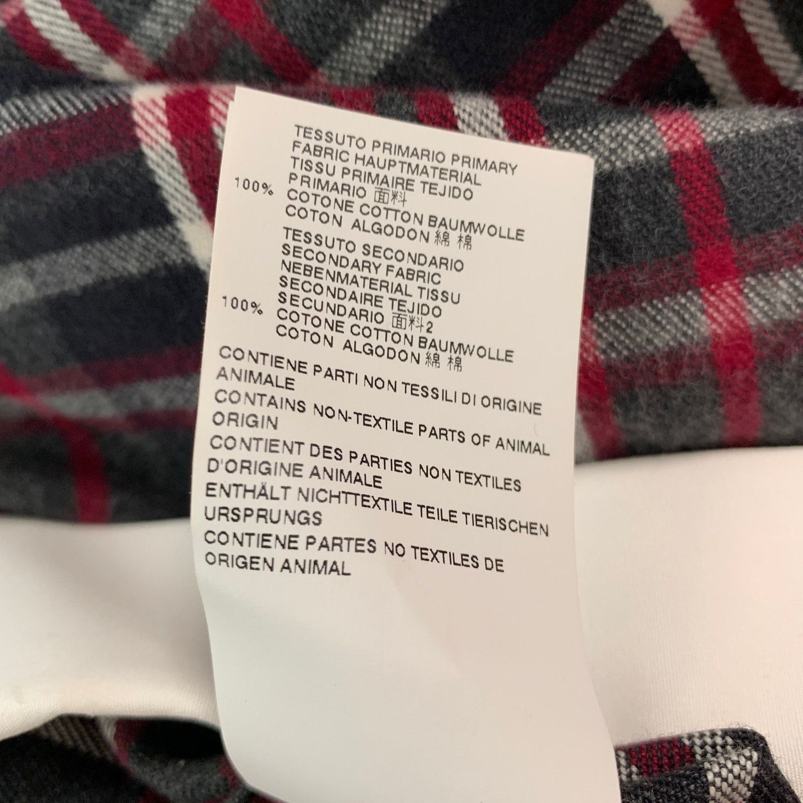 Dsquared2 Size S Grey Black Red Plaid Cotton Tuxedo Long Sleeve Shirt Size 48R - 11 Thumbnail