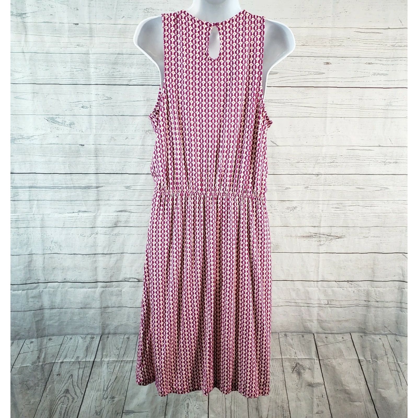 Old Navy Old Navy Womens Cross Front Dress Tank Dress L Tall Purple White Sleeveless Rayon Knit V-Neck Knee Length Womens Size L / US 10 / IT 46 - 4 Thumbnail