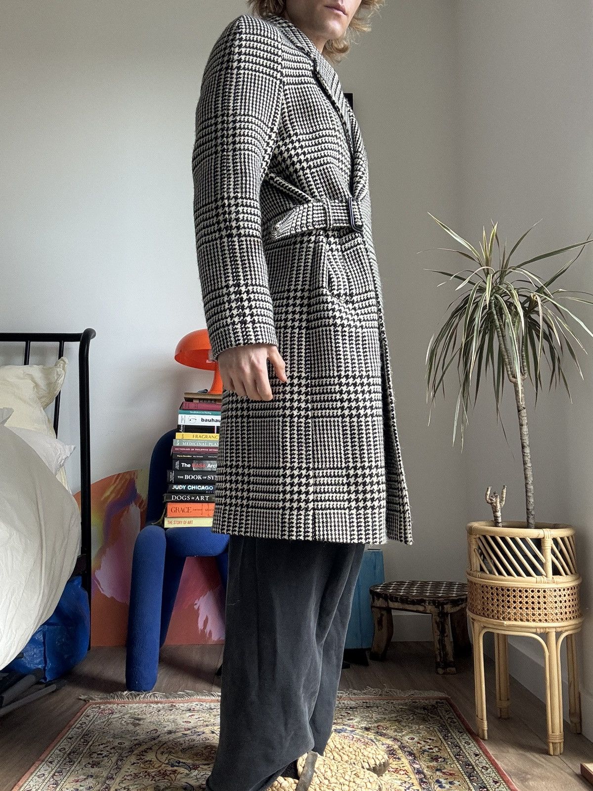Tagliatore Italian wool houndstooth woven coat black and white Size US M / EU 48-50 / 2 - 3 Thumbnail