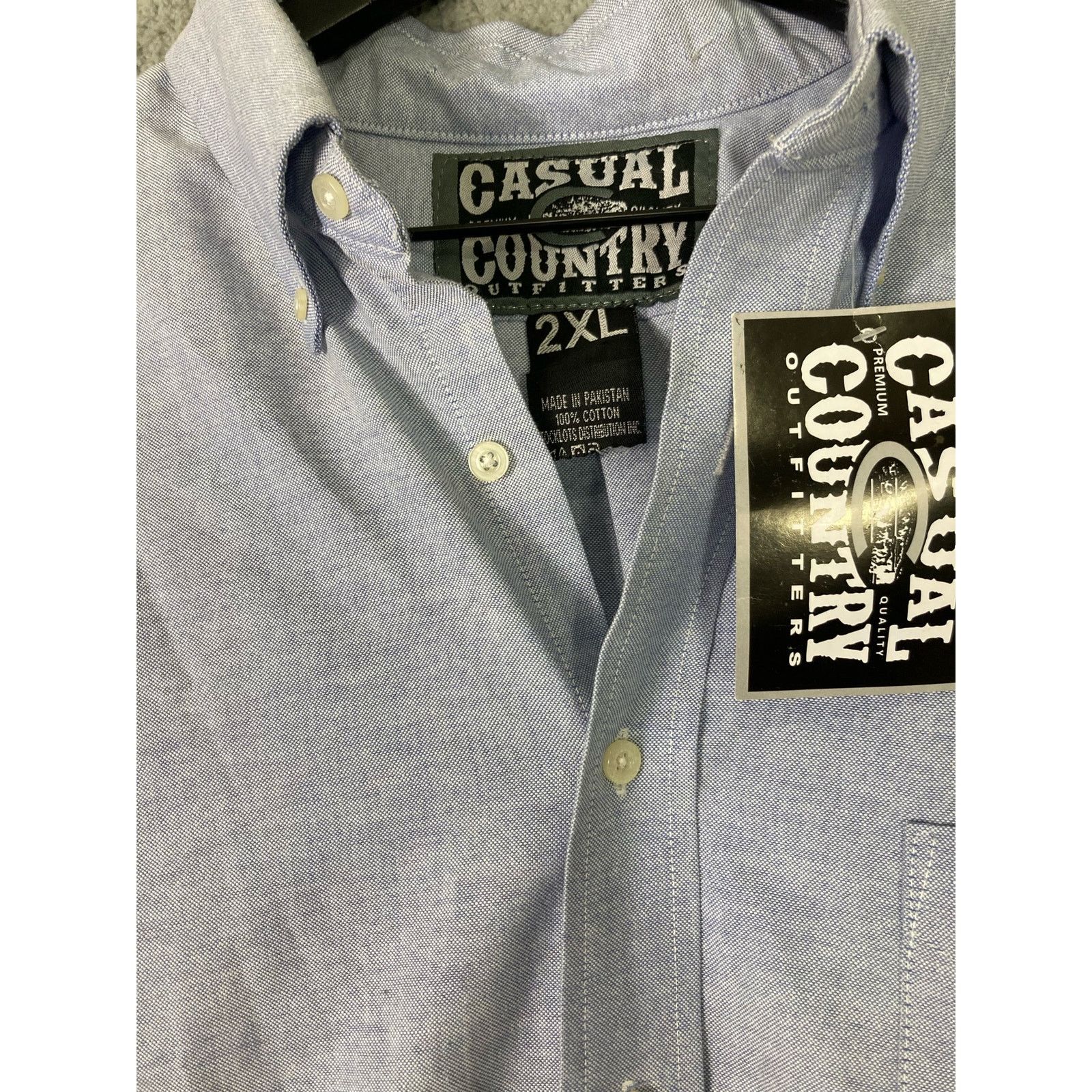 Other Casual Country Men's 2XL Blue Long Sleeve Cotton Dress Shirt Size US XXL / EU 58 / 5 - 5 Thumbnail