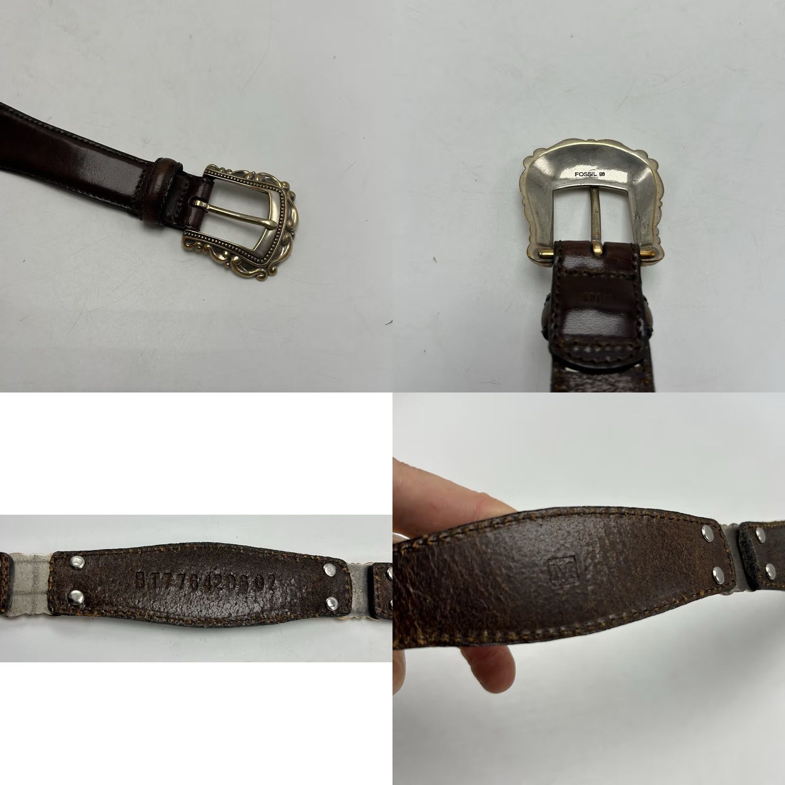Fossil Vintage Fossil Belt Womens Medium Brown Leather 1996 Copper Tone 90s Y2K Read Size ONE SIZE - 8 Thumbnail