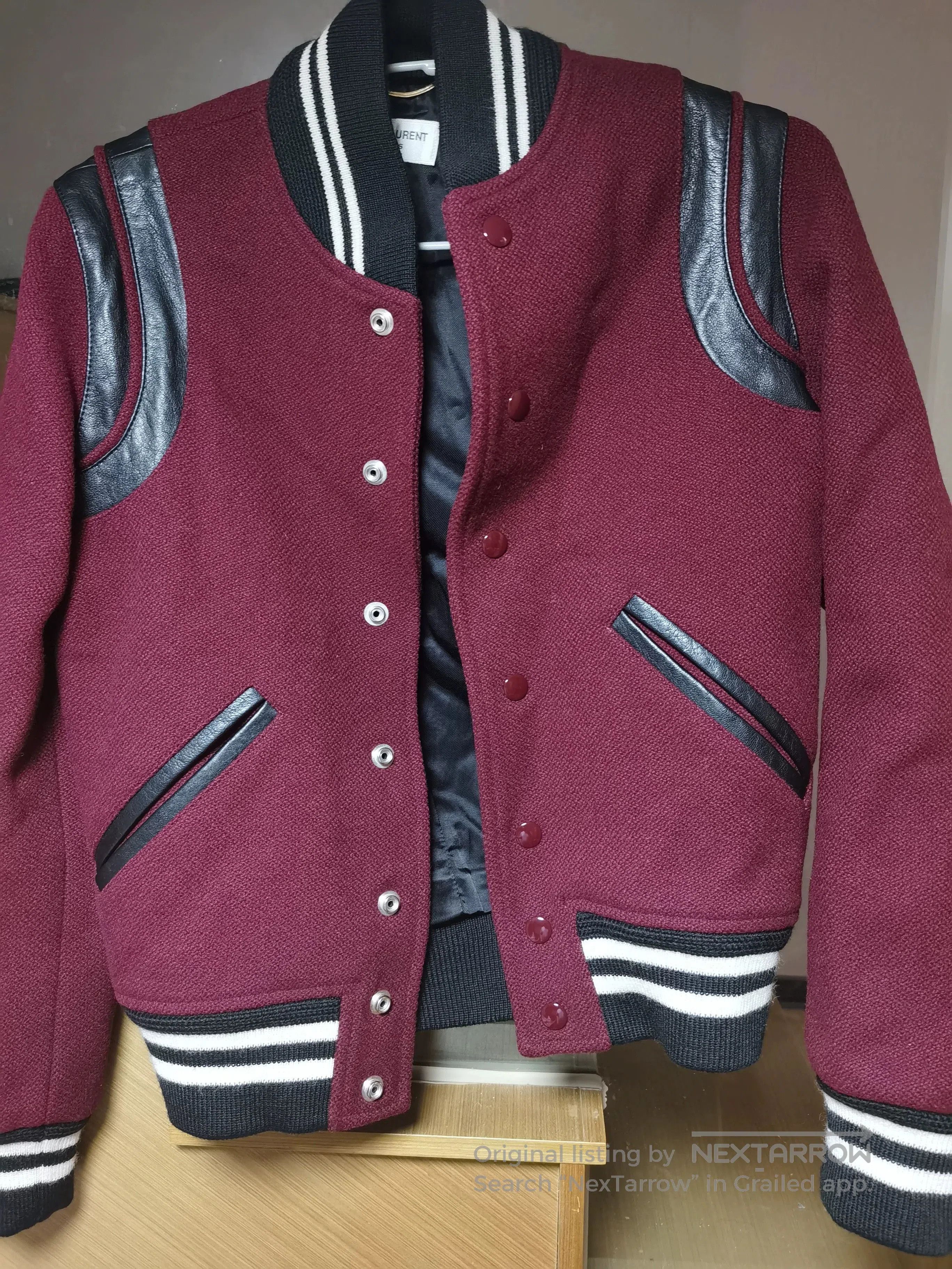 Saint Laurent Paris Saint Laurent Burgundy Baseball Jacket. Size S / US 4 / IT 40 - 1 Thumbnail