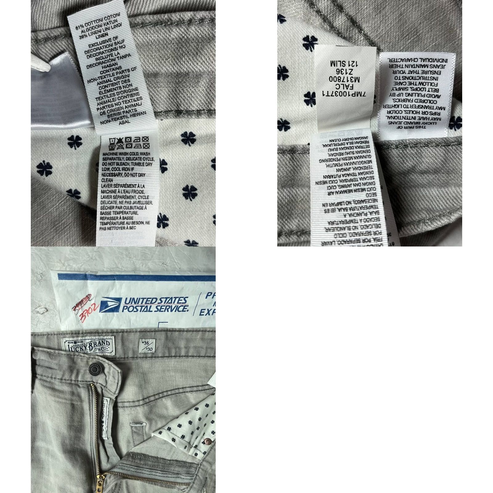 Lucky Brand Lucky Brand Mens Jeans Straight Slim Light Gray 36x30 Denim Cotton Spandex Regular Inseam 30in Mens Size US 36 / EU 52 - 10 Thumbnail