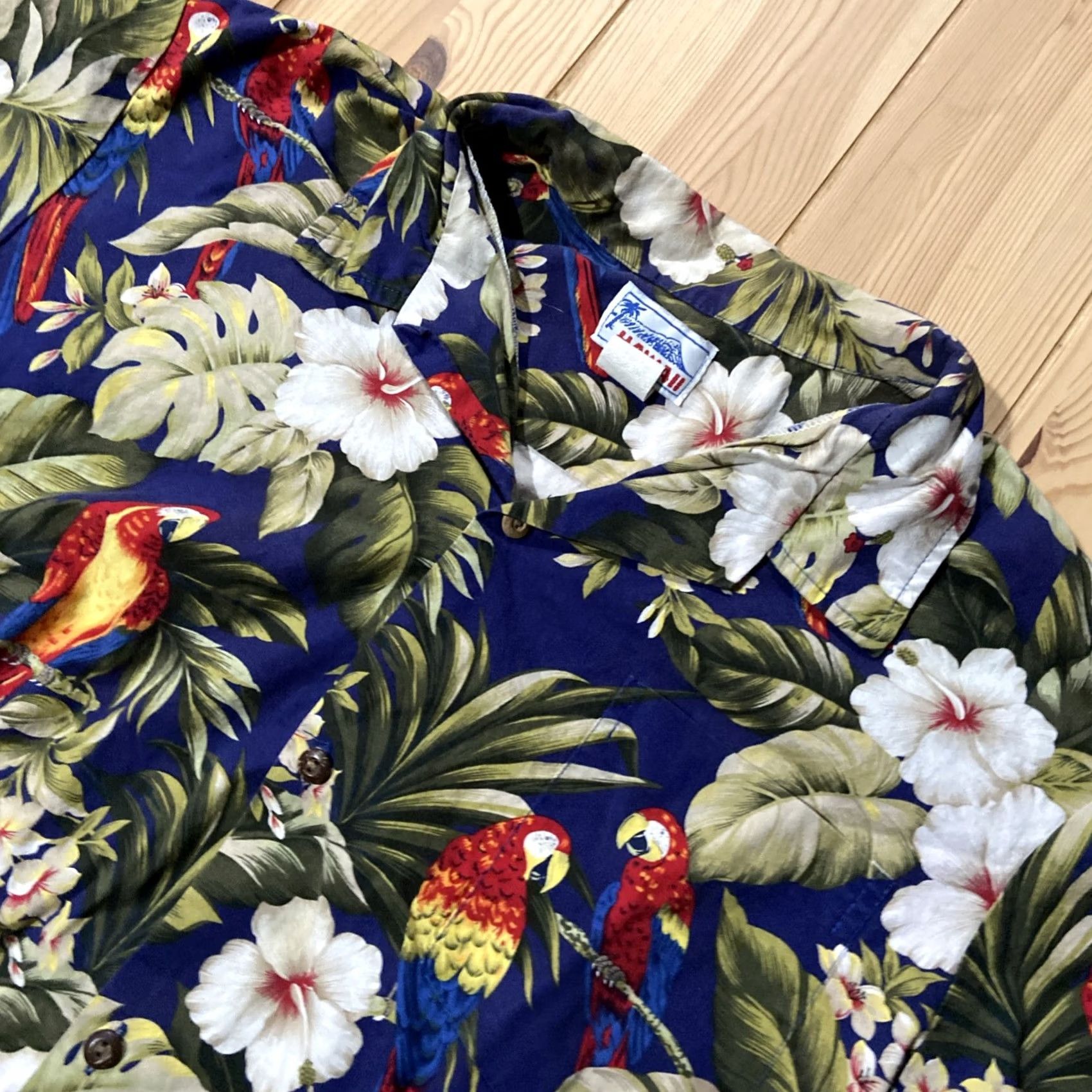 Vintage VINTAGE Hawaii Hawaiian Tropical Shirt Mens L Blue Cotton 100% Button-Up Short Sleeve Floral Cockatoo Macaw Hawaiian Theme Size US L / EU 52-54 / 3 - 2 Thumbnail