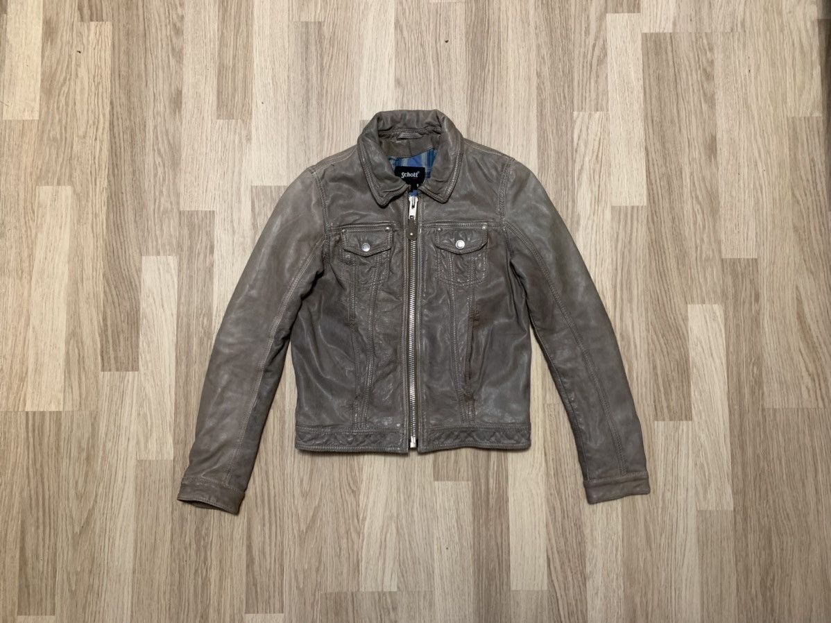 image of Leather Jacket in Ivory, Women's (Size Small)