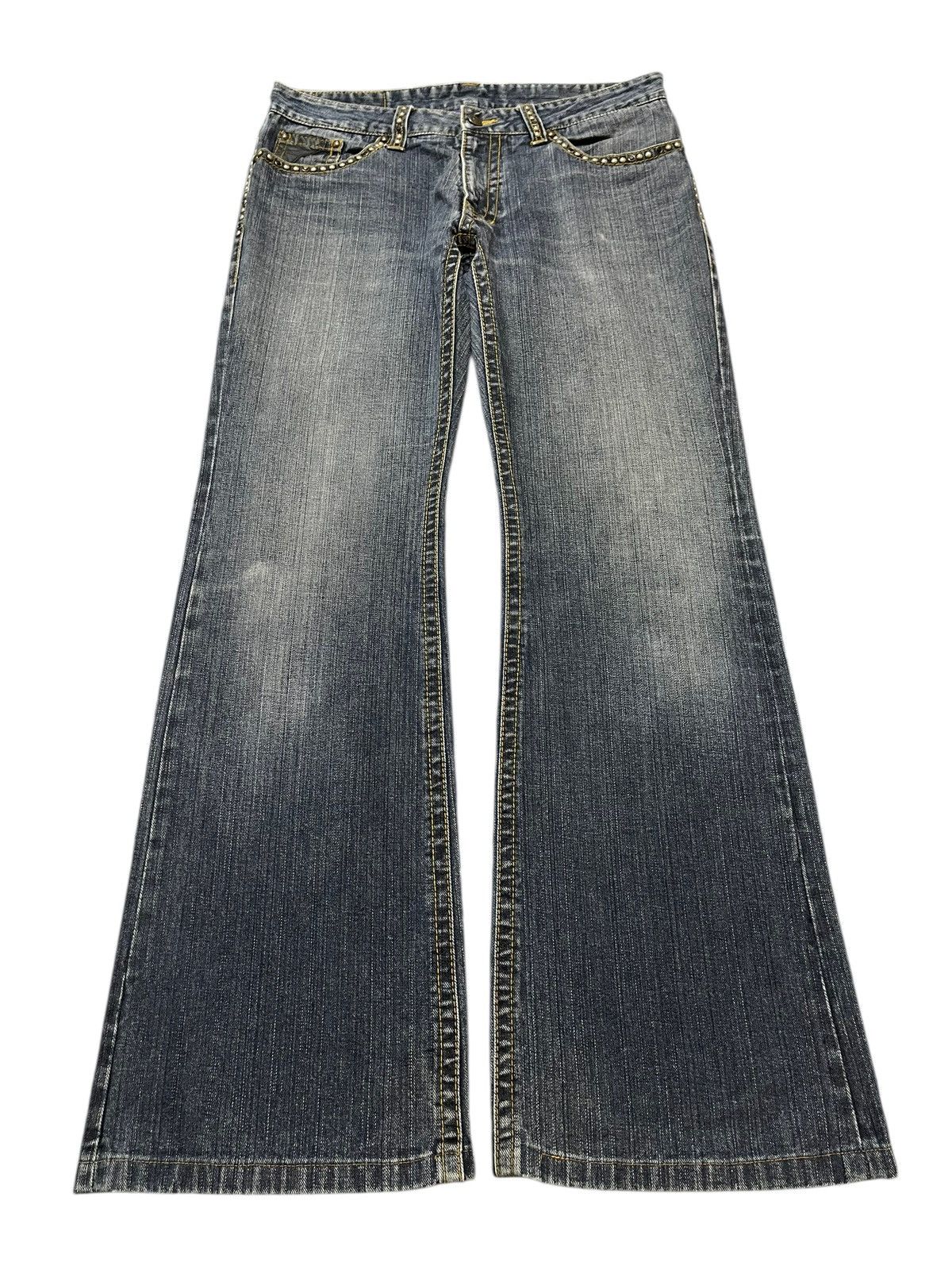 Hysteric Glamour Vintage Japanese Brand Wash Studded Style Baggy Jeans Size US 33 - 1 Thumbnail