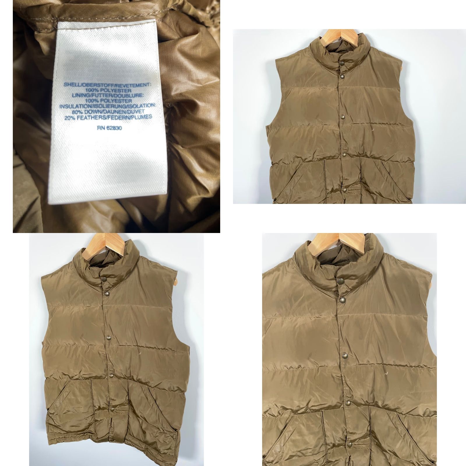 Lands' End Lands' End Down Puffer Vest Men's Large Golden Brown Snap Button Outdoors Vest Size US L / EU 52-54 / 3 - 8 Thumbnail