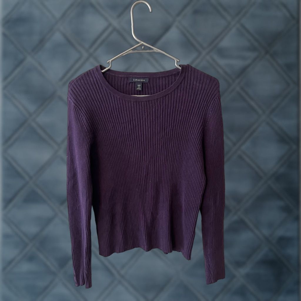Lands' End Lands' End Womens Small 6-8 Long Sleeve Ribbed Cotton Purple Sweater Shirt? Size S / US 4 / IT 40 - 1 Thumbnail