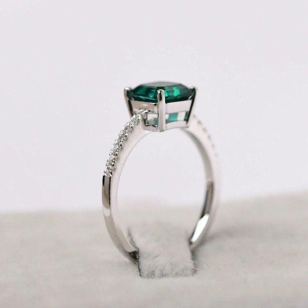 Designer Sterling Silver Emerald Green Topaz Promise Ring - Size 6 Size ONE SIZE - 5 Thumbnail
