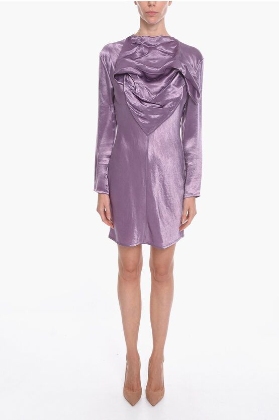 image of Bottega Veneta Satin Bandana Midi Dress in Violet, Women's (Size XS)