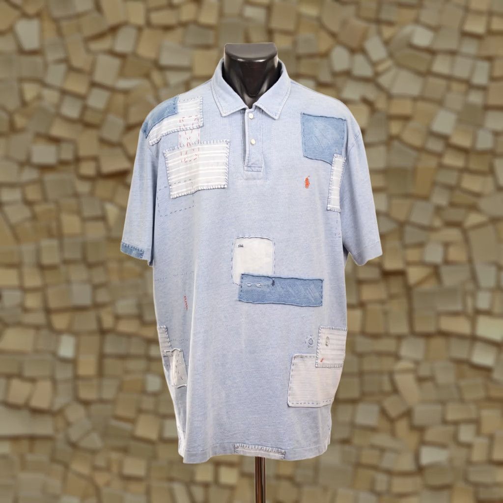 Polo Ralph Lauren Polo Ralph Lauren Polo Shirt XL Patchwork Vintage DDP Mens Short Sleeve Blue Size US XL / EU 56 / 4 - 1 Thumbnail