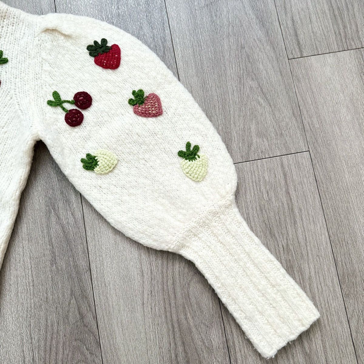 Sea New York SEA Reese Crochet Fruit Appliqué Wool Blend Sweater Size XS / US 0-2 / IT 36-38 - 12 Thumbnail