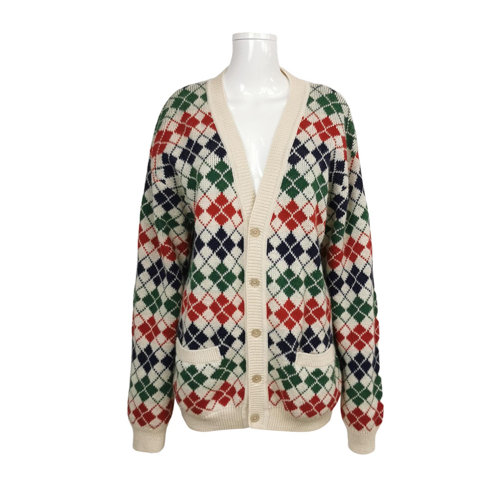 Gucci Gucci Argyle Alpaca Wool Cardigan Size S Size US S / EU 44-46 / 1 - 1 Thumbnail