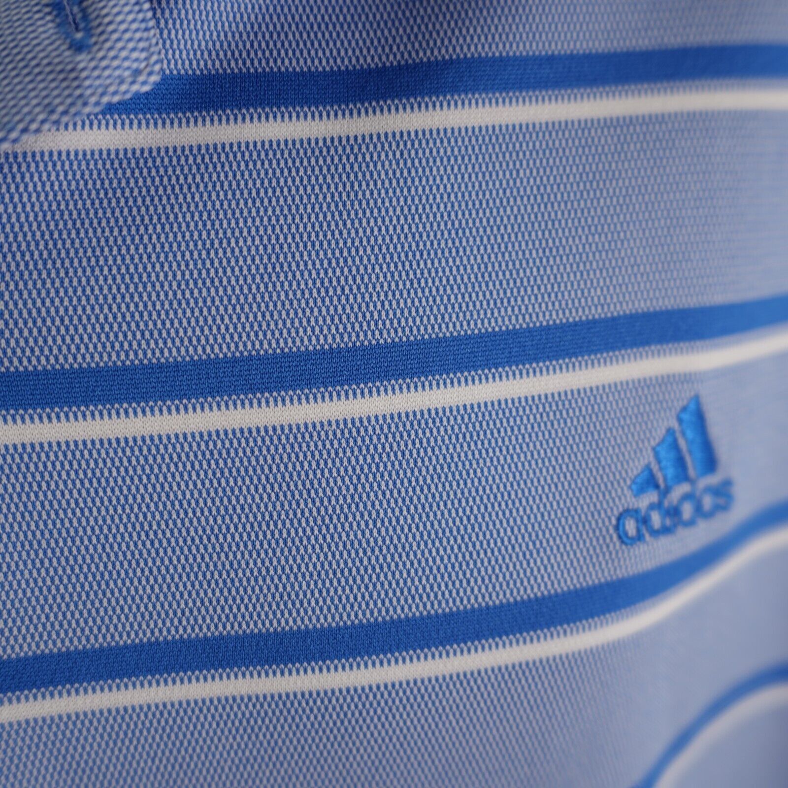 Adidas Adidas Blue Striped XL Collared Short Sleeve Polo Shirt Poly Size US XL / EU 56 / 4 - 4 Thumbnail