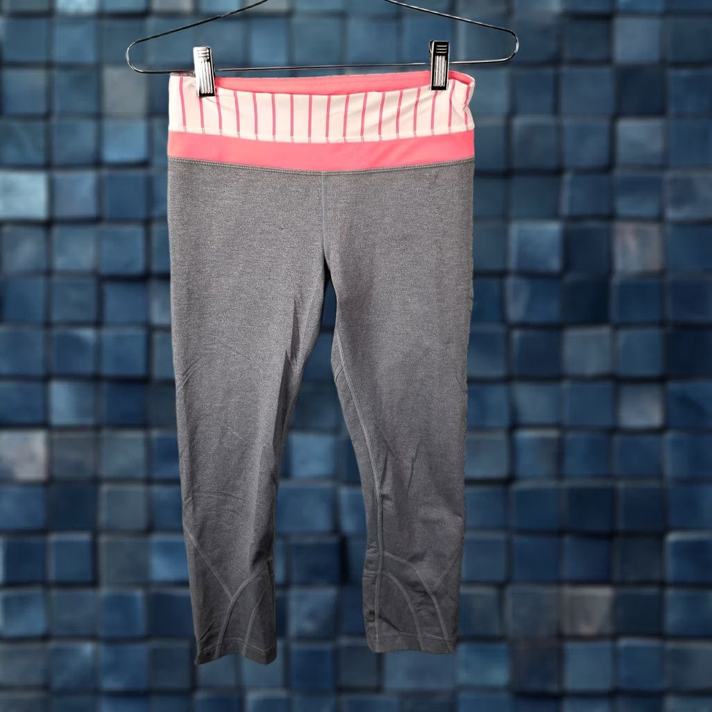 Lululemon Lululemon Run Inspire Crop II Leggings Pocket Size 4 Striped Coral Running Pants Size 27" / US 4 / IT 40 - 1 Thumbnail