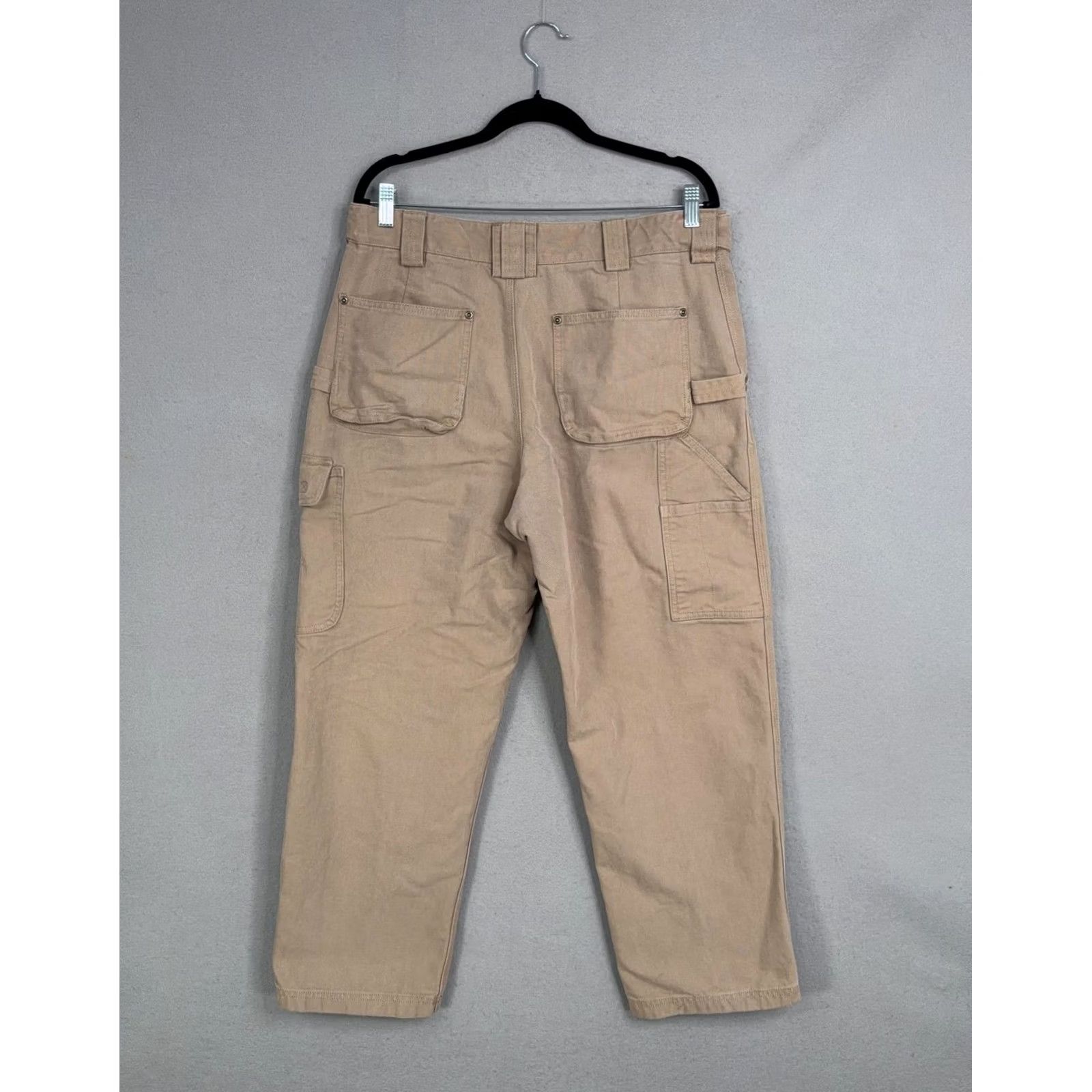 Duluth Trading Company Duluth Trading Co Mens Beige Canvas Carpenter Workwear Utility Pants 36 X 30 Cargo Pockets Straight Leg Relaxed Fit 65% Cotton 35% Polyester Size US 36 / EU 52 - 5 Thumbnail