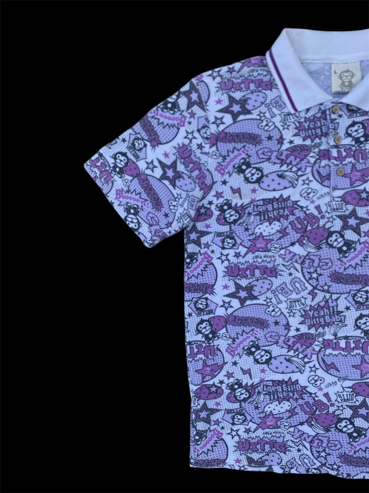 Japanese Brand RARE 💥 UITTG BABY Polo Shirt Full Print Logo size L Size US L / EU 52-54 / 3 - 2 Thumbnail