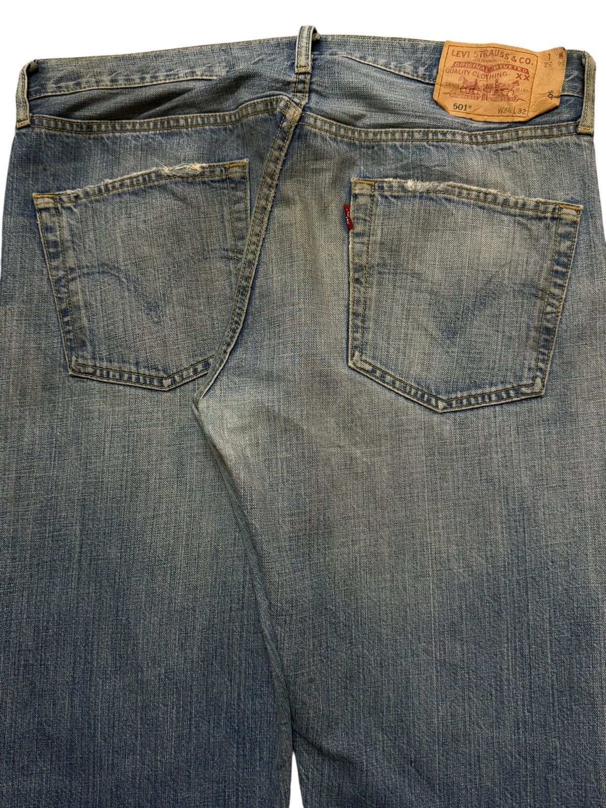 Levi's Vintage 90s Levis 501 Classic Blue Mud Wash Wide Leg Loose Size US 35 - 5 Thumbnail