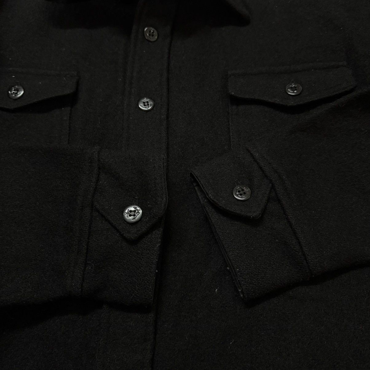 Vintage Vintage Melton Black Wool Shirt Button up Size US L / EU 52-54 / 3 - 7 Thumbnail