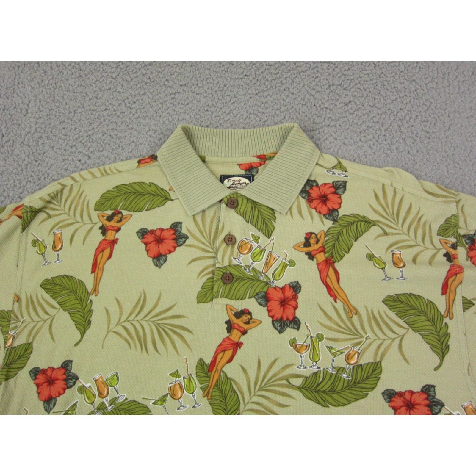 Tommy Bahama VINTAGE Tommy Bahama Polo Shirt Adults Green 90s Hawaiian Graphic Print Cotton Mens M Size Polo Shirt Size US M / EU 48-50 / 2 - 2 Thumbnail