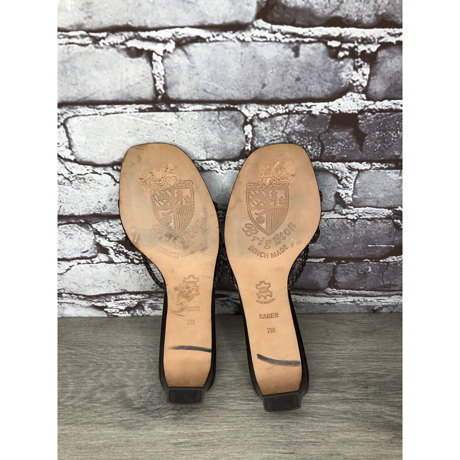 Brighton Brighton Karen Brown Copper Woven Leather Slide Heel Sandals Size US 7 / IT 37 - 16 Thumbnail