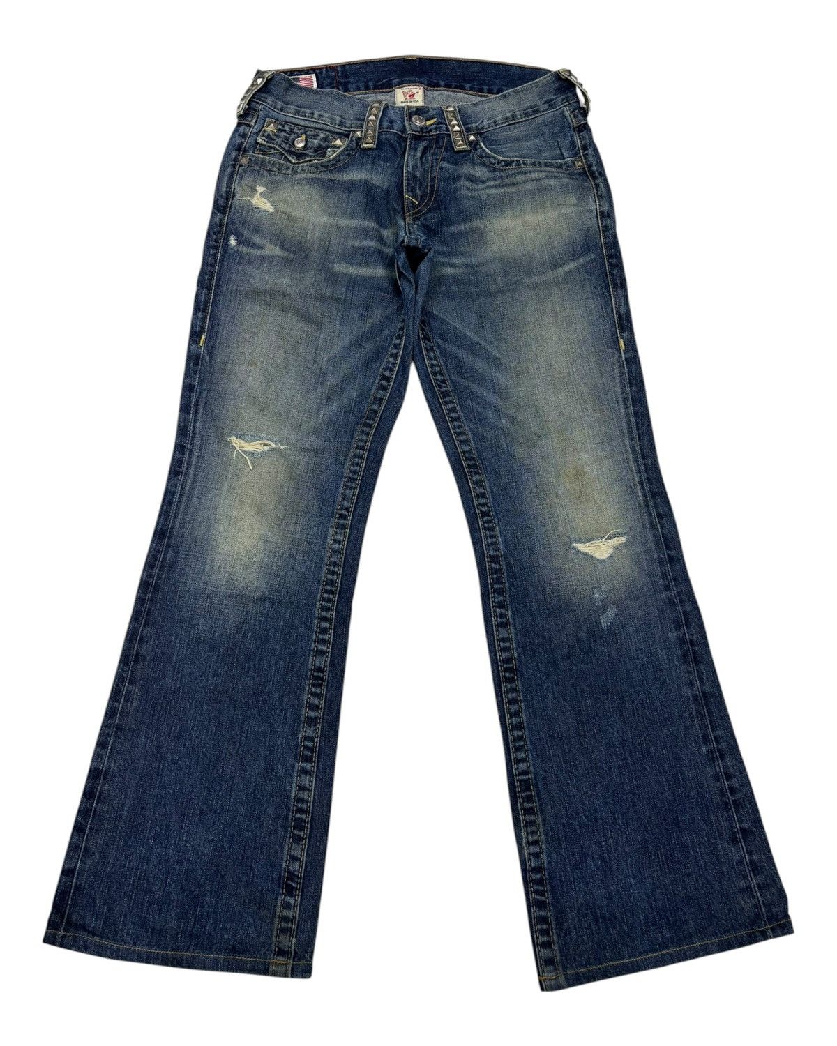 True Religion TRUE RELIGION METAL STUDDED FLARE JEANS BOOTCUT BILLY Size 31" - 5 Thumbnail