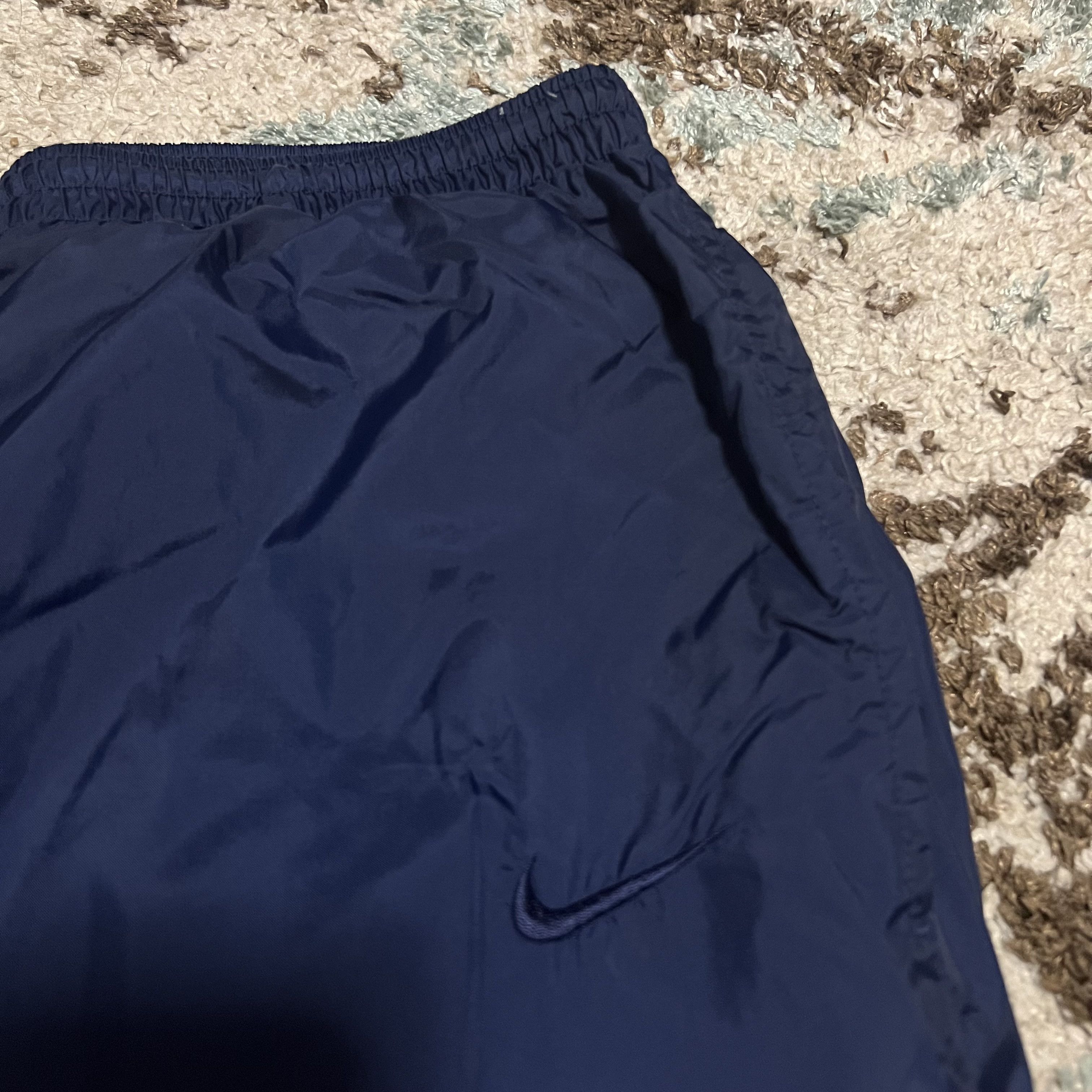 Nike × Vintage Vintage 90s Nike Fleece Lined Track Pants Size Large Navy Size US 34 / EU 50 - 2 Thumbnail