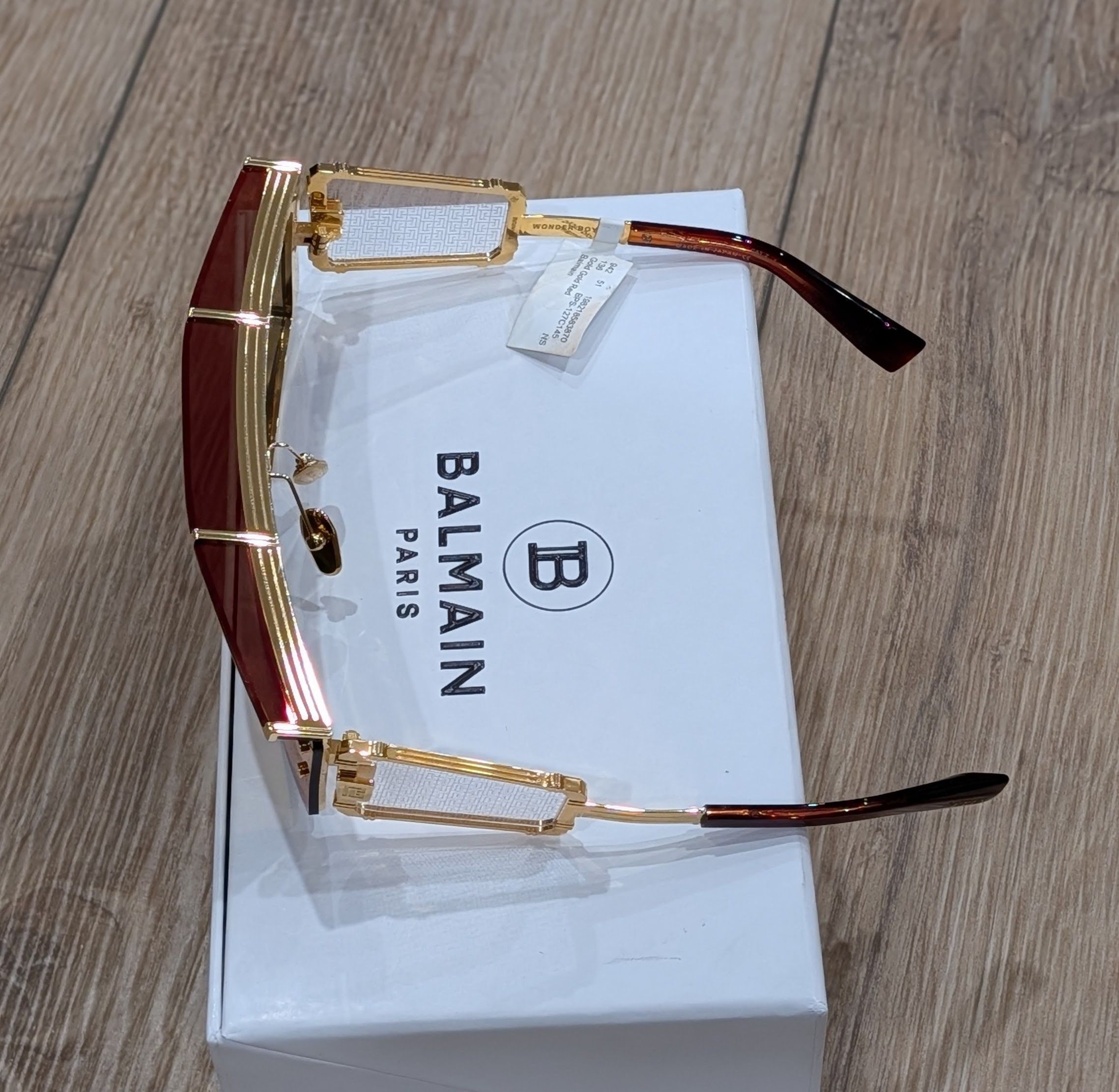 Balmain BALMAIN 75mm Shield Novelty Sunglasses Gold/Gold/Red Size ONE SIZE - 8 Thumbnail