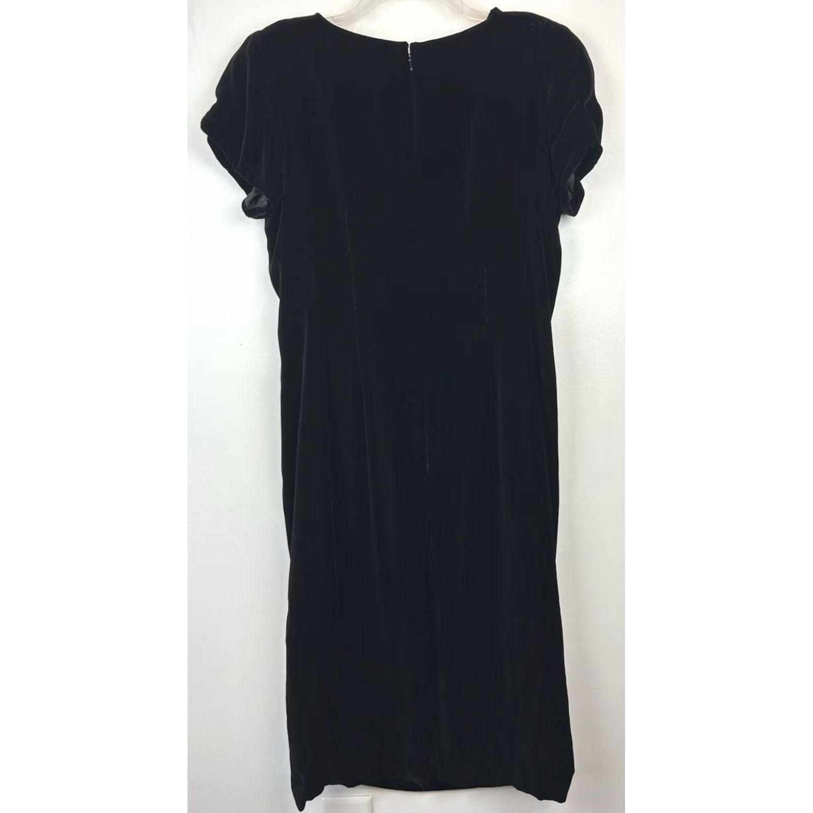 Vintage VINTAGE Black Velvet Midi Womens Short Sleeve Party Event Dress 12 Size 34" / US 12 / IT 48 - 2 Thumbnail