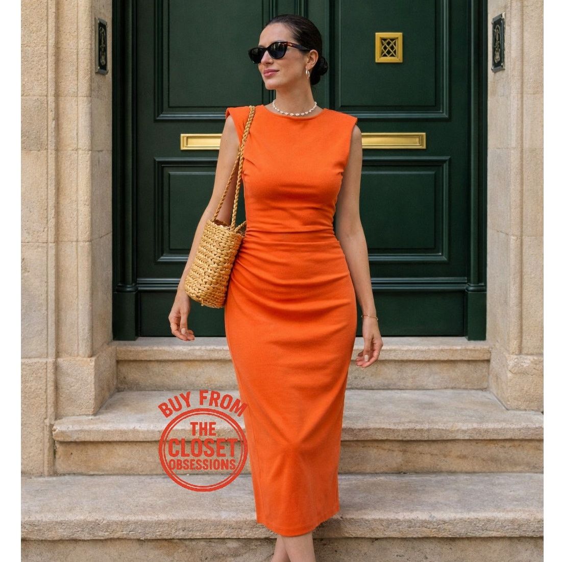 zara burnt orange dress Zara RARE ZARA Burnt Orange Cotton Midi Dress NWT