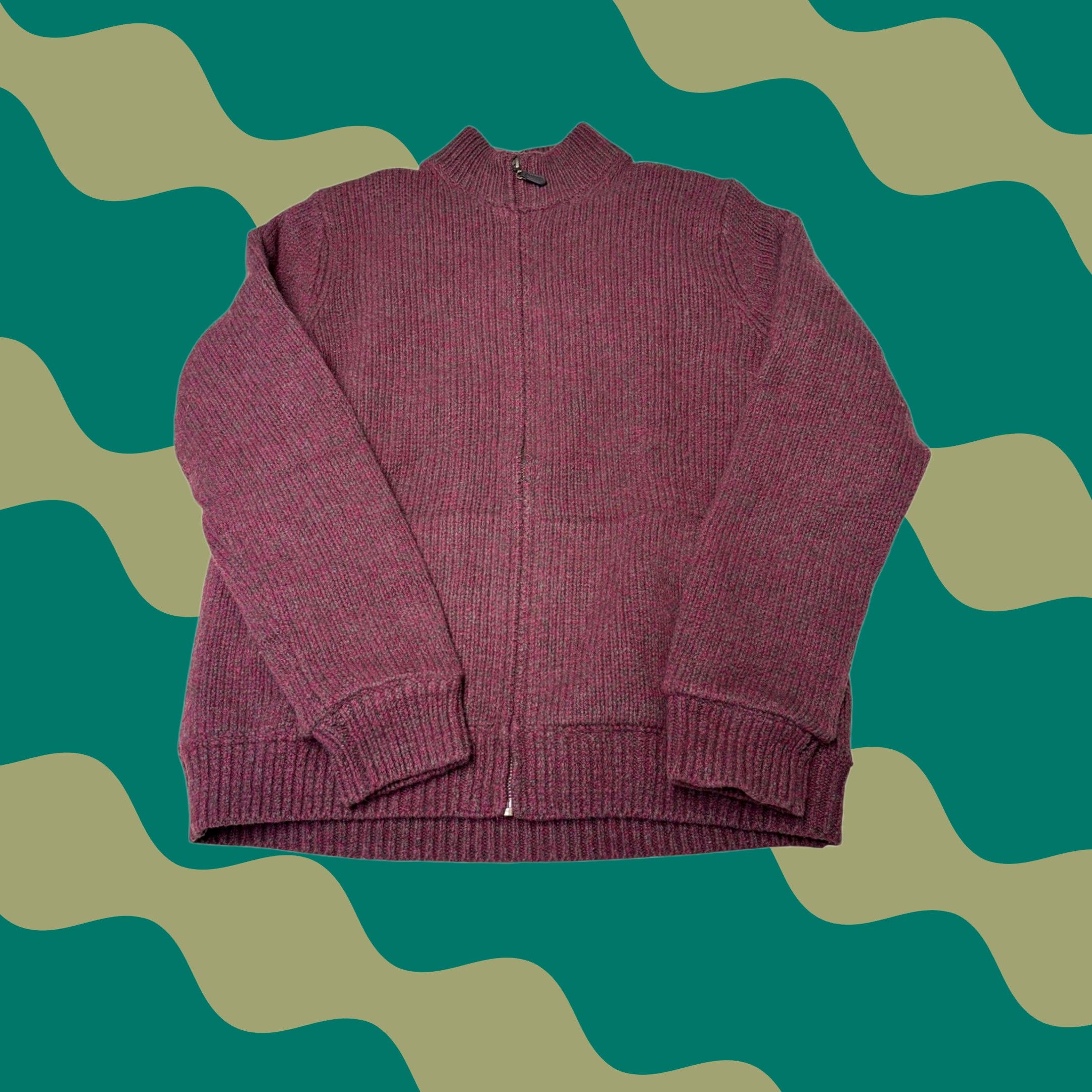 Vintage LL Bean Lambswool Plaid Lined Zip Up Sweater Burgundy Mens M Regular Size US M / EU 48-50 / 2 - 1 Thumbnail