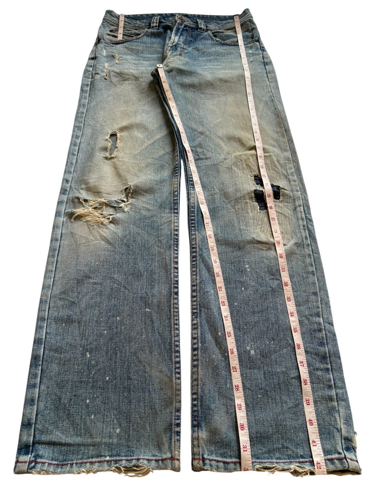 Japanese Brand × Kapital Vintage Nylaus Patches Mud Distressed Ripped Loose Jeans Size US 31 - 13 Thumbnail