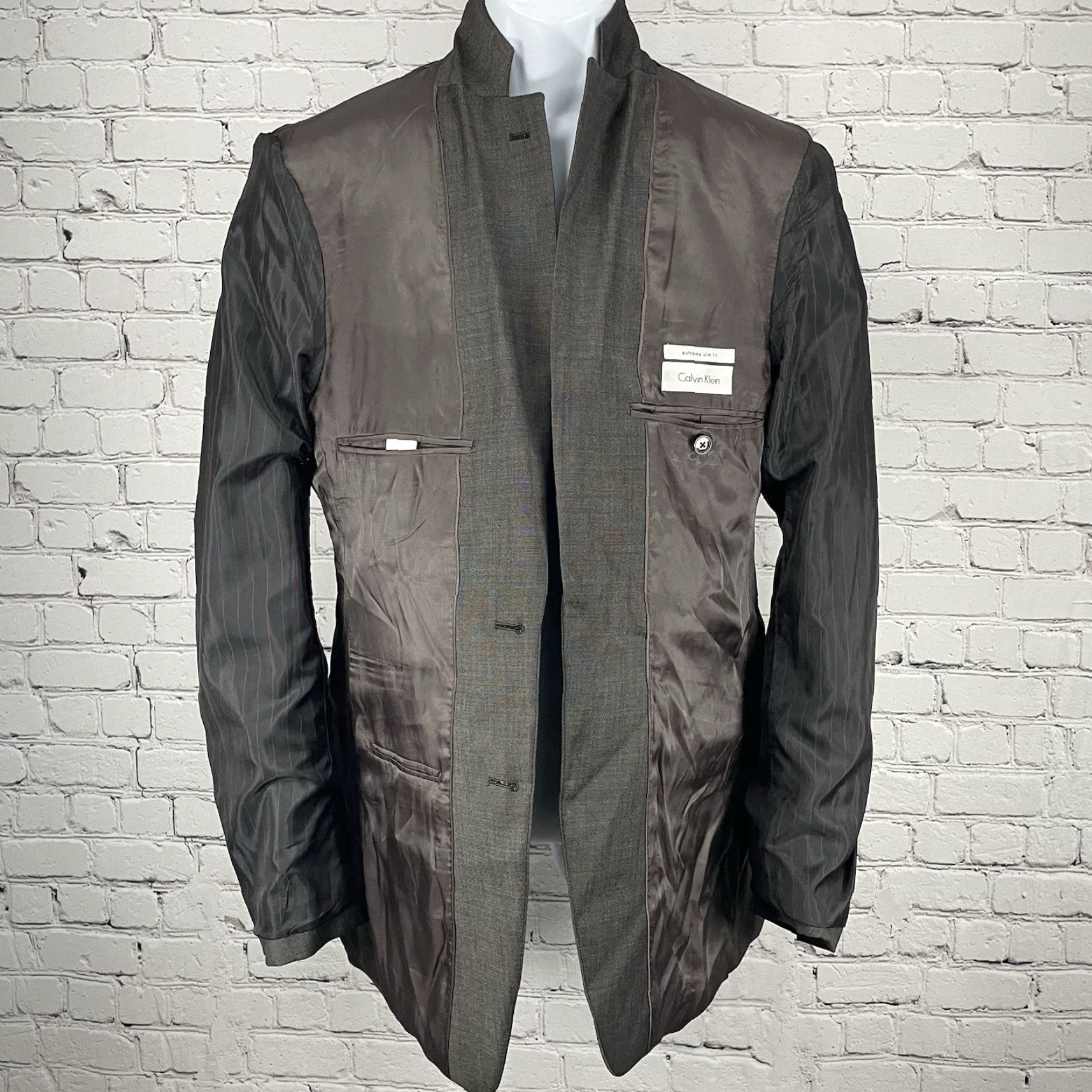 Calvin Klein Calvin Klein Brown Wool Extreme Slim Fit 2 Button Sport Coat Blazer Size 38L Size 38R - 7 Thumbnail