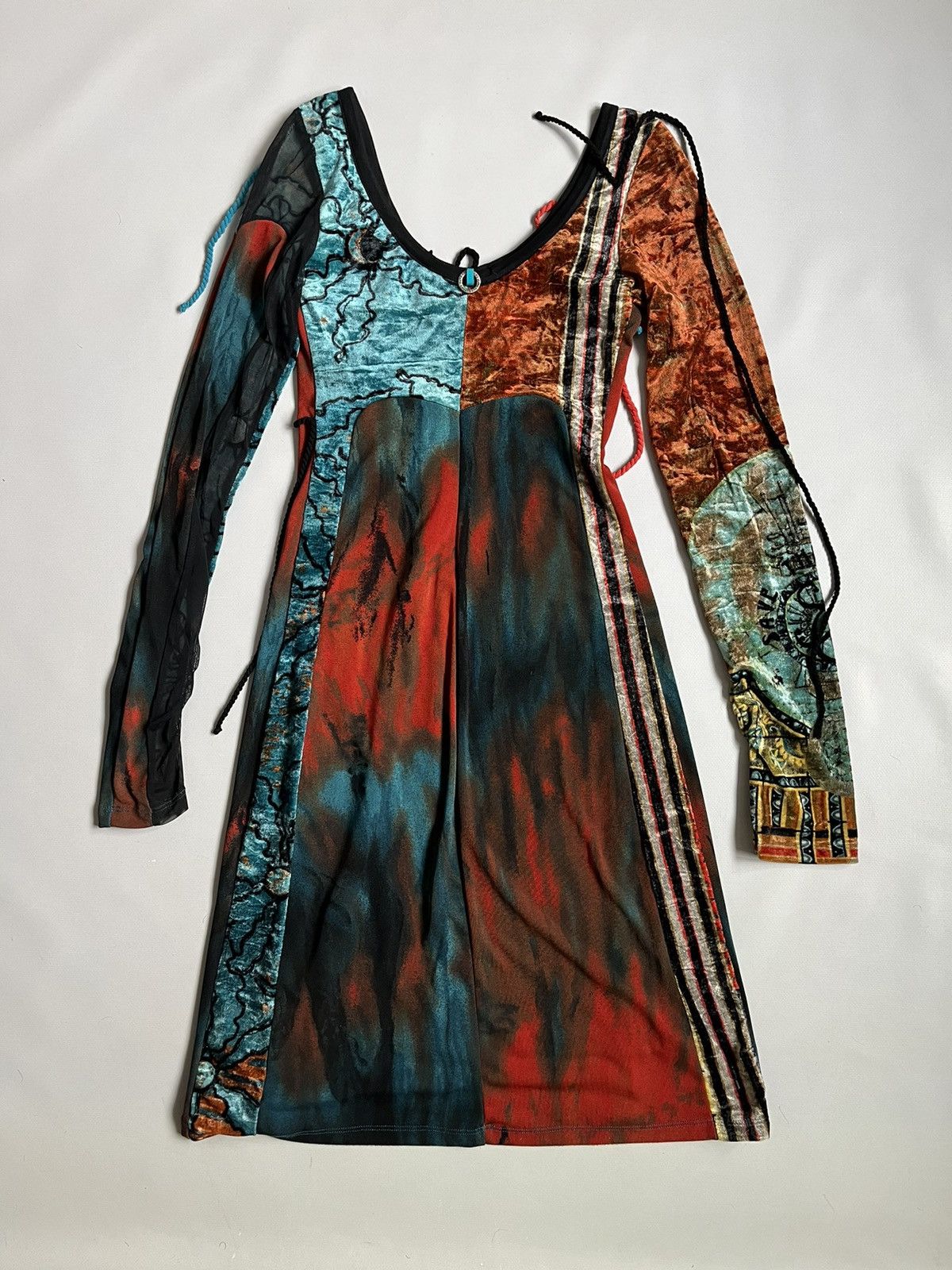 Jean Paul Gaultier Save The Queen Asymmetrical Mesh Polyamide Multicolor Dress Size S / US 4 / IT 40 - 2 Thumbnail