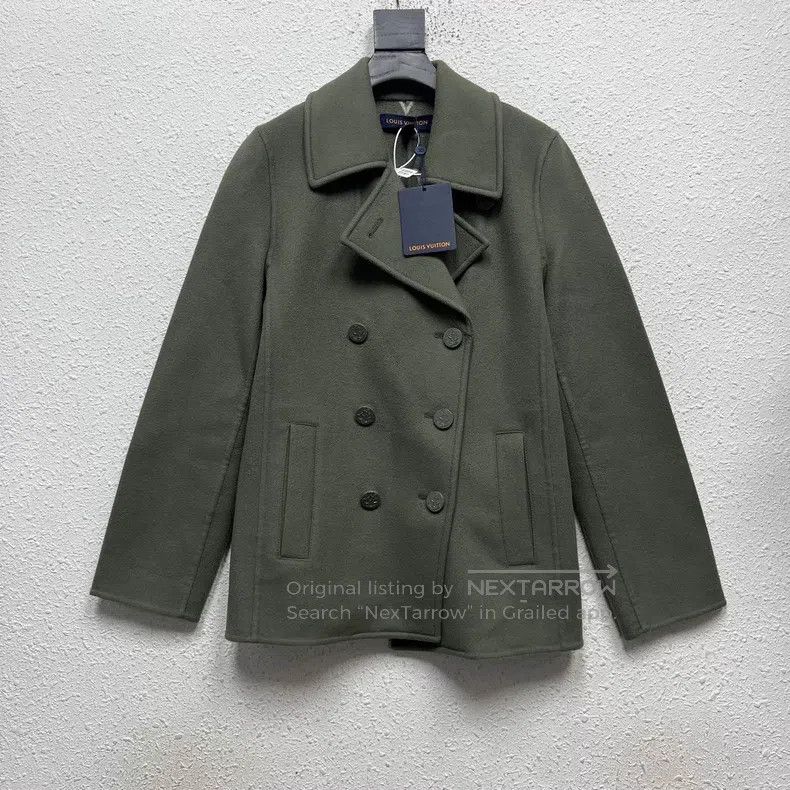 Louis Vuitton Louis Vuitton Green wool inside full print LOGO coat Size S / US 4 / IT 40 - 1 Thumbnail