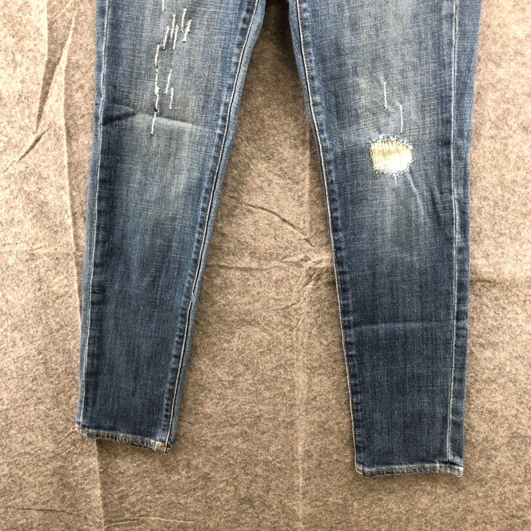 J.Crew J. Crew Toothpick Skinny Jeans Womens 26 Blue Medium Wash Distressed Low Rise Stretch Size 26" / US 2 / IT 38 - 4 Thumbnail