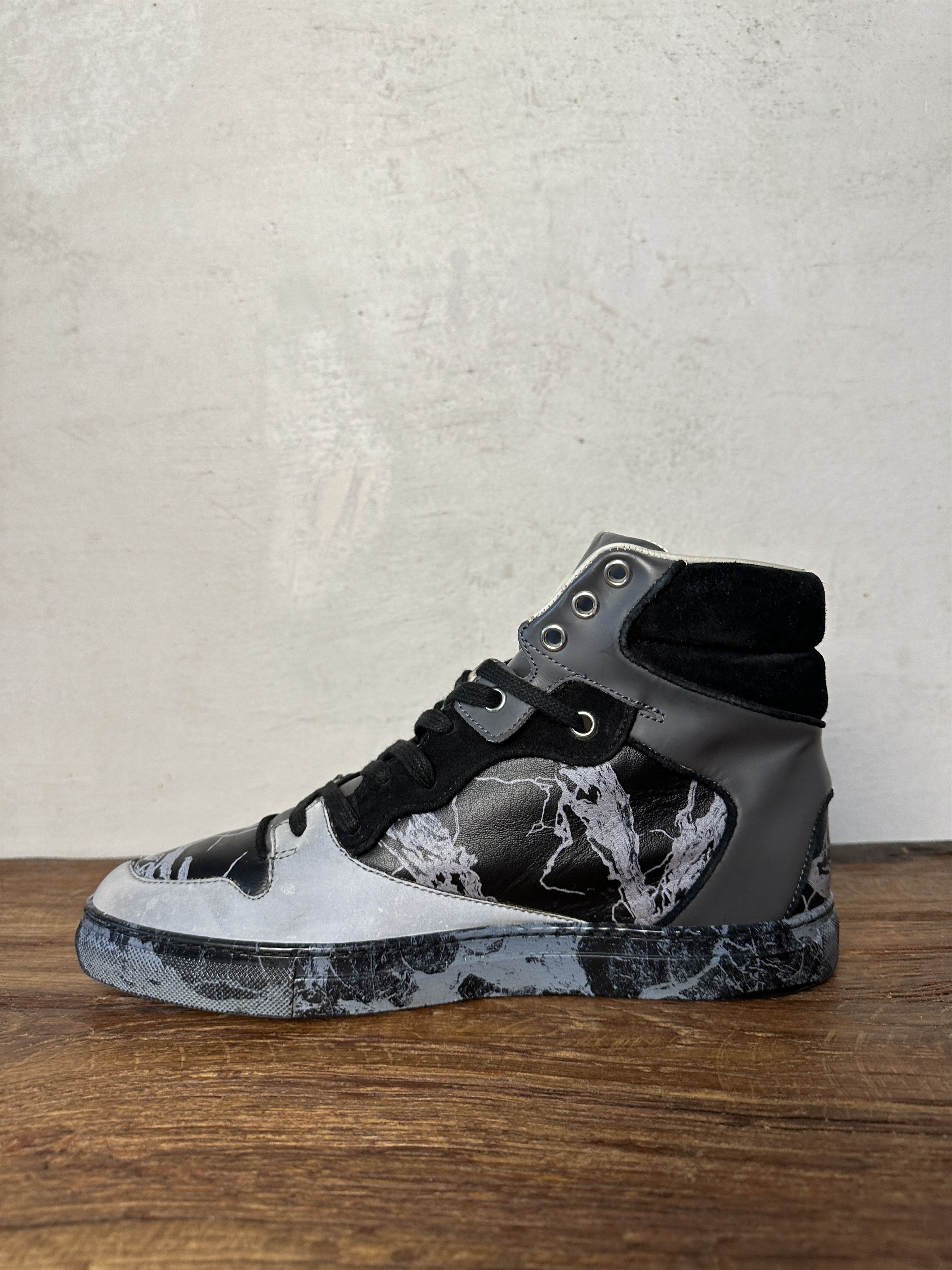 Balenciaga Balenciaga High Top Marble Print Black White Sneakers Size US 7 / EU 40 - 9 Thumbnail
