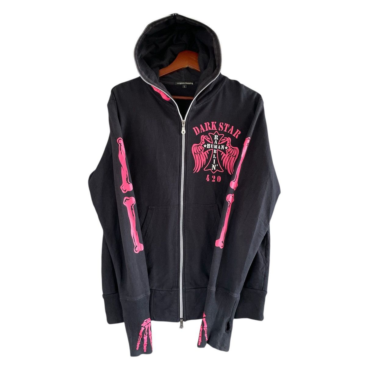 If Six Was Nine × Le Grande Bleu (L.G.B.) × Seditionaries Darkstar Skeleton Bones Fullzip Hoodie Size L / US 10 / IT 46 - 3 Thumbnail