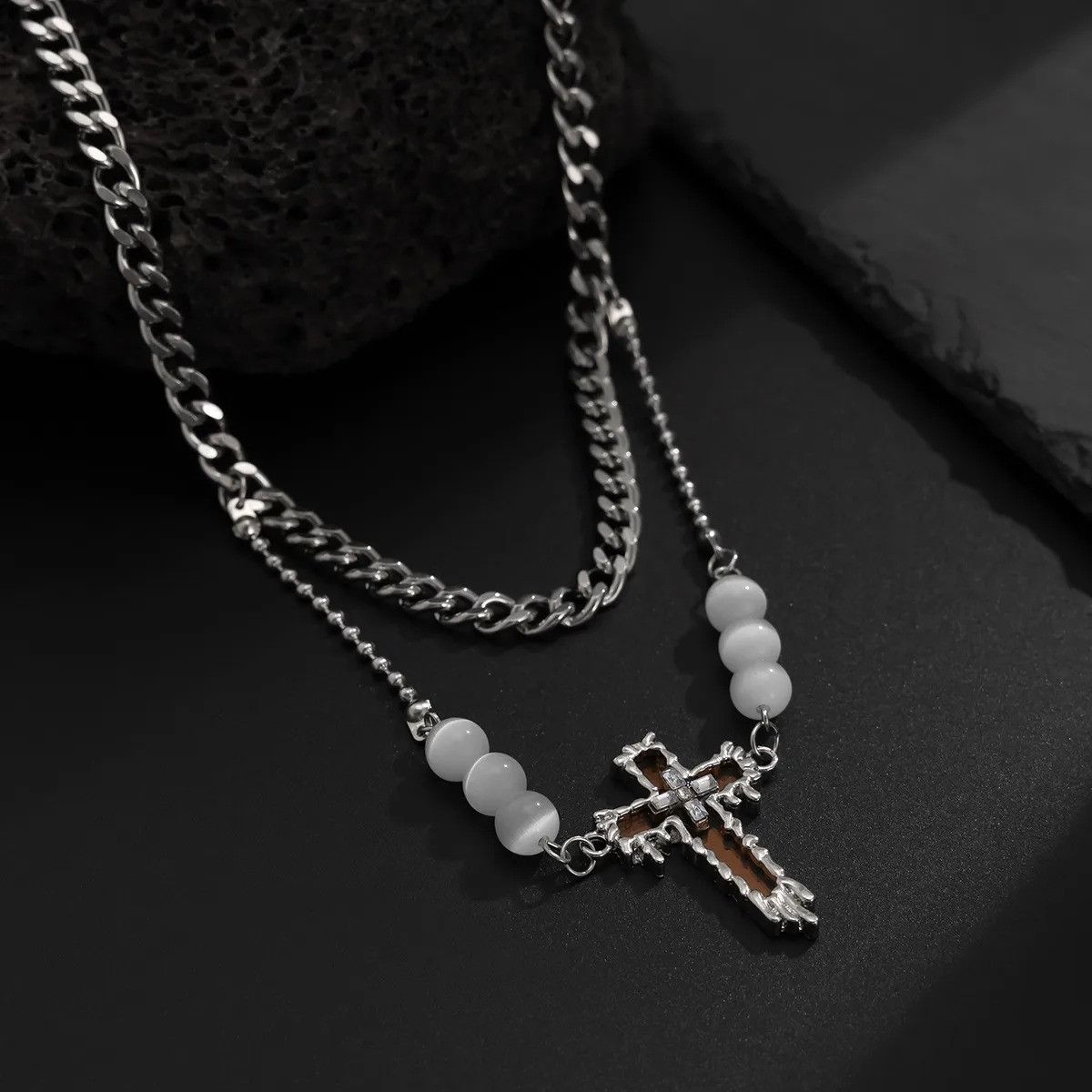 Vintage Double Layer Cross Pendant Necklace Size ONE SIZE - 6 Thumbnail