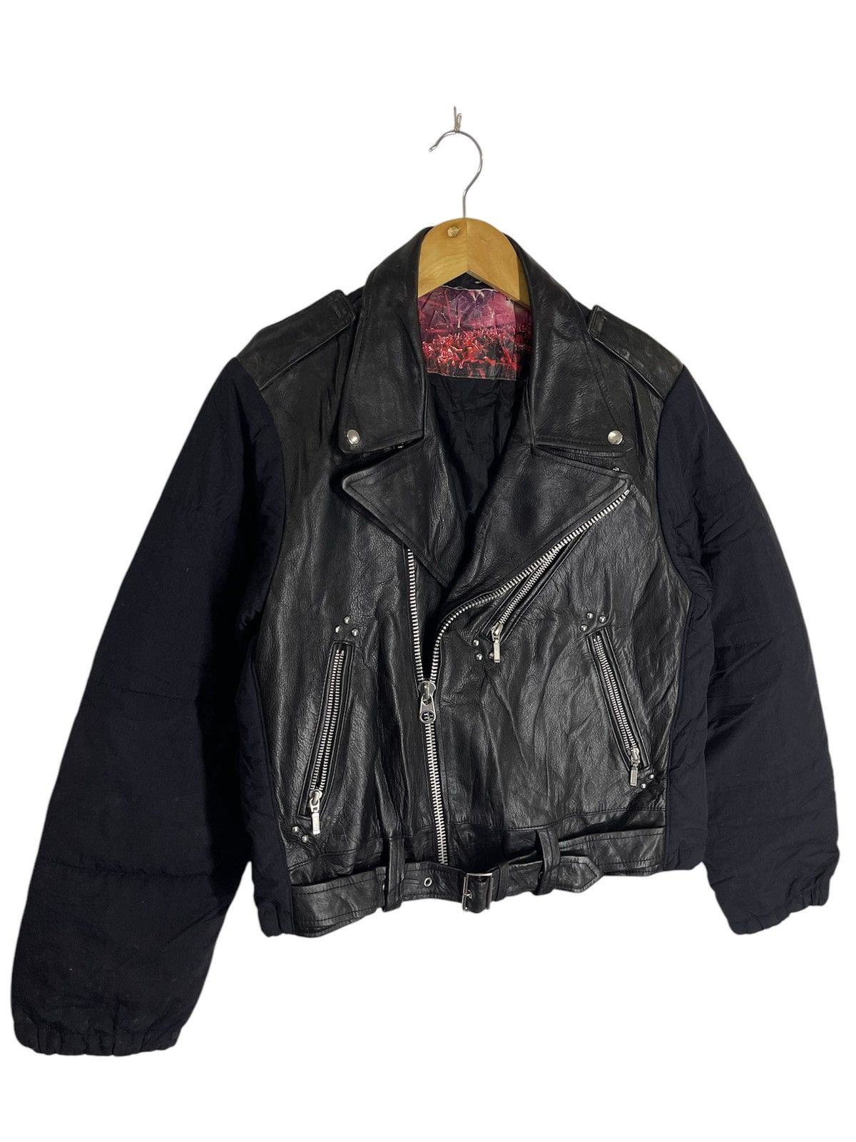 Japanese Brand DOUBLE COLLAR HYBRID LEATHER + POLYESTER JACKETROCK STAR Size US M / EU 48-50 / 2 - 1 Thumbnail