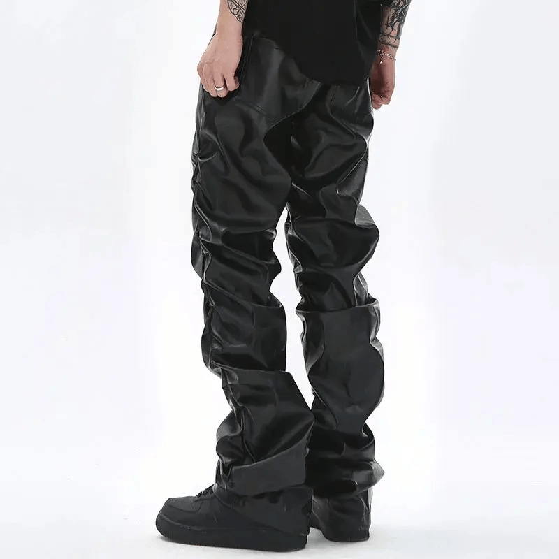 Japanese Brand × Leather Loose Ruched Casual Pu Leather Pants Size US 30 / EU 46 - 4 Thumbnail