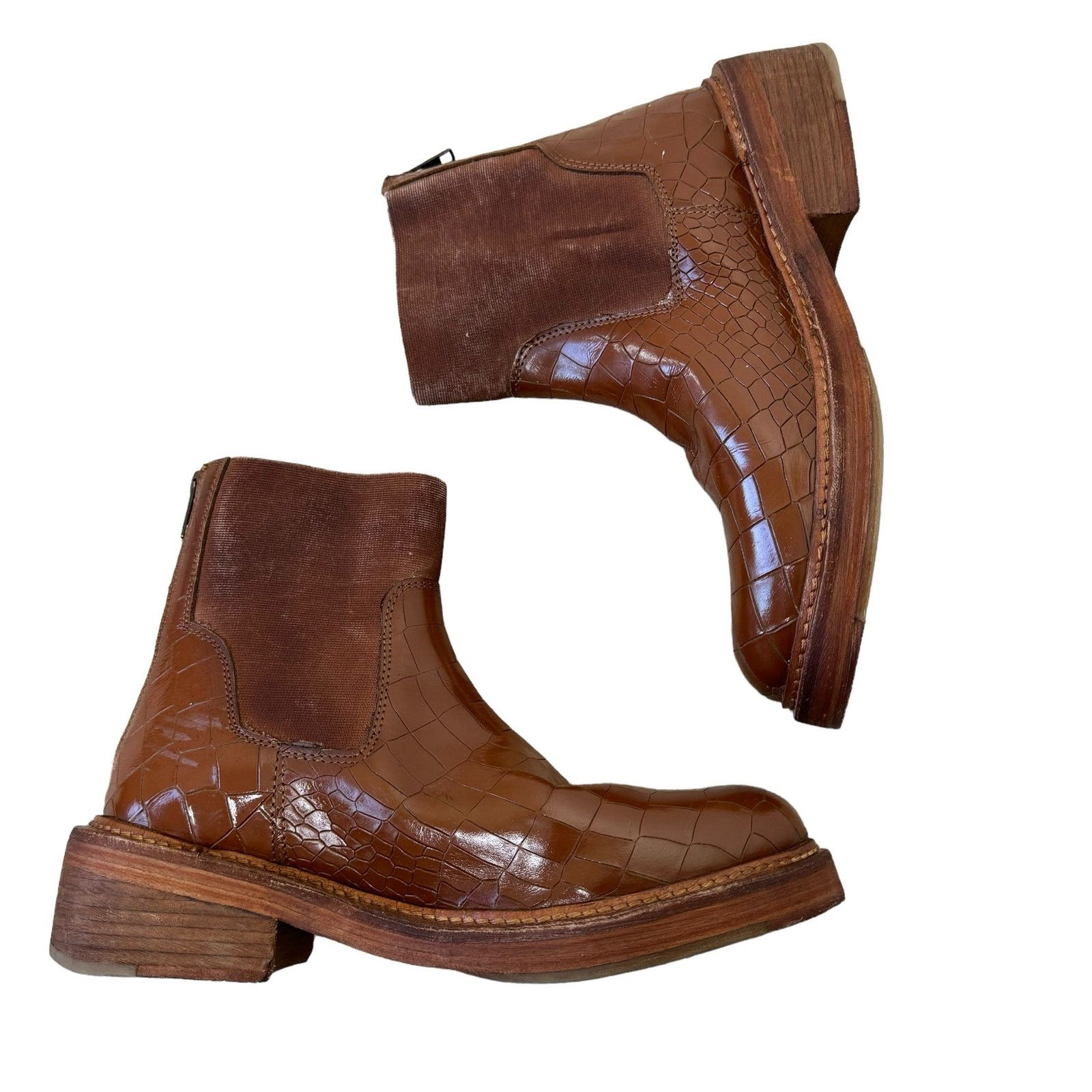 Free People FREE PEOPLE ARLO SANTA FE EMBOSSED ANKLE BOOTS Tan Croc Size US 8 / IT 38 - 5 Thumbnail