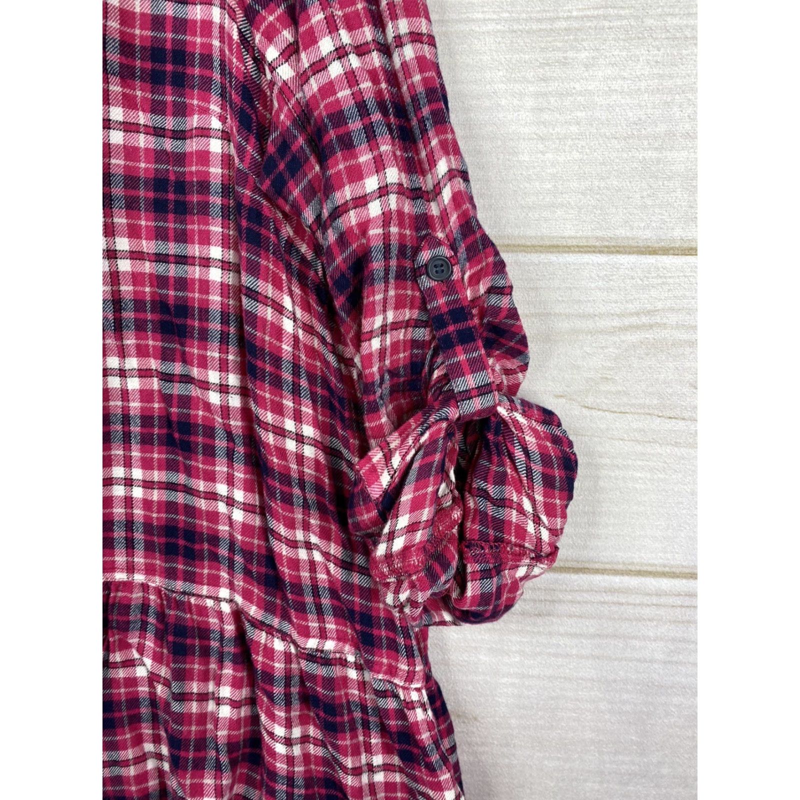 Vintage Lane Bryant Top Womens 14 Pink Plaid Rayon Flannel Button-Up Shirt Long Sleeve Collared Heather Pink Womens 14 Lane Bryant Size XL / US 12-14 / IT 48-50 - 4 Thumbnail