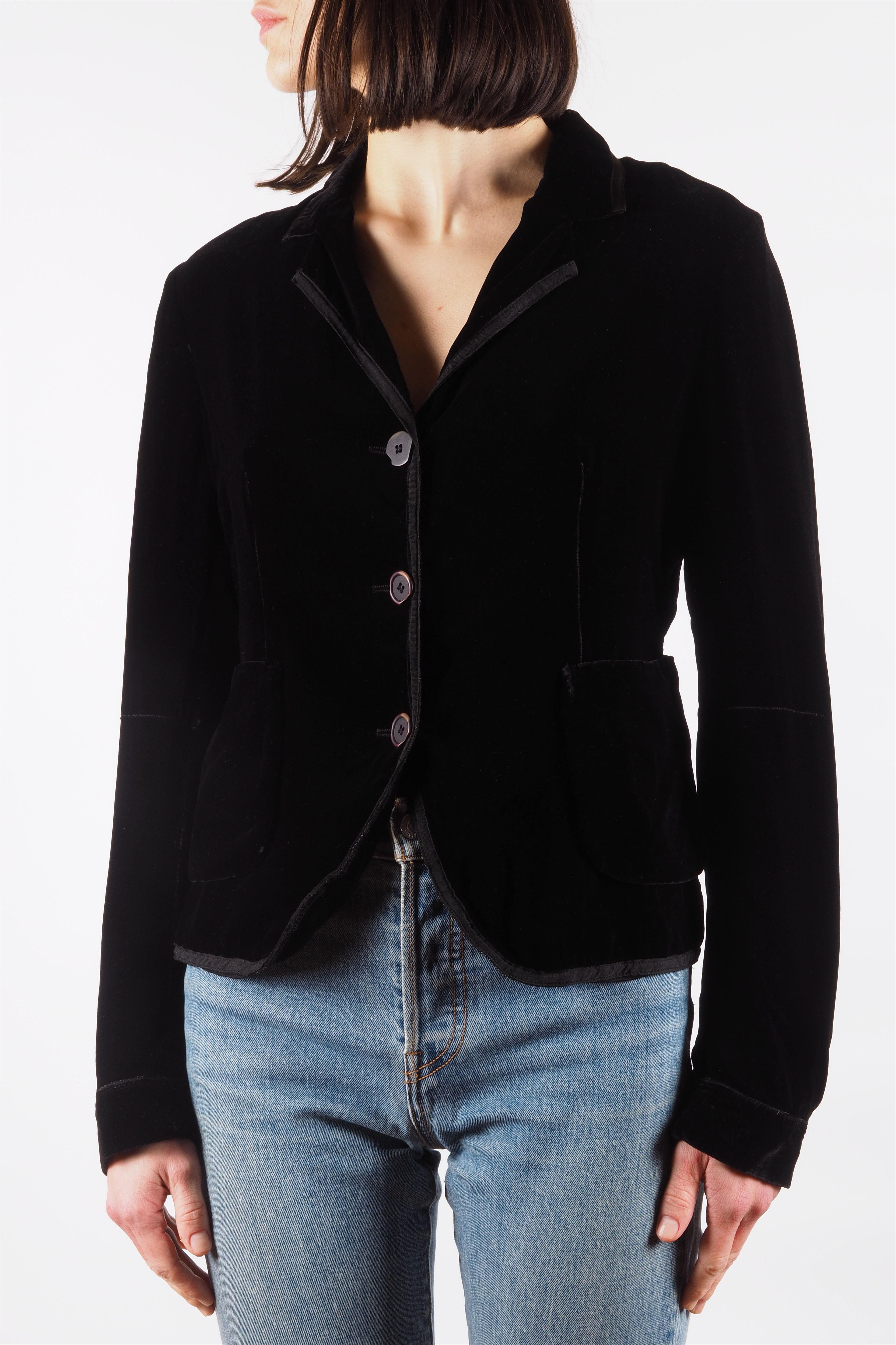 Marithe + Francois Girbaud Marithe Francois Girbaud Vintage Black Velour Blazer Jacket Size M / US 6-8 / IT 42-44 - 2 Thumbnail