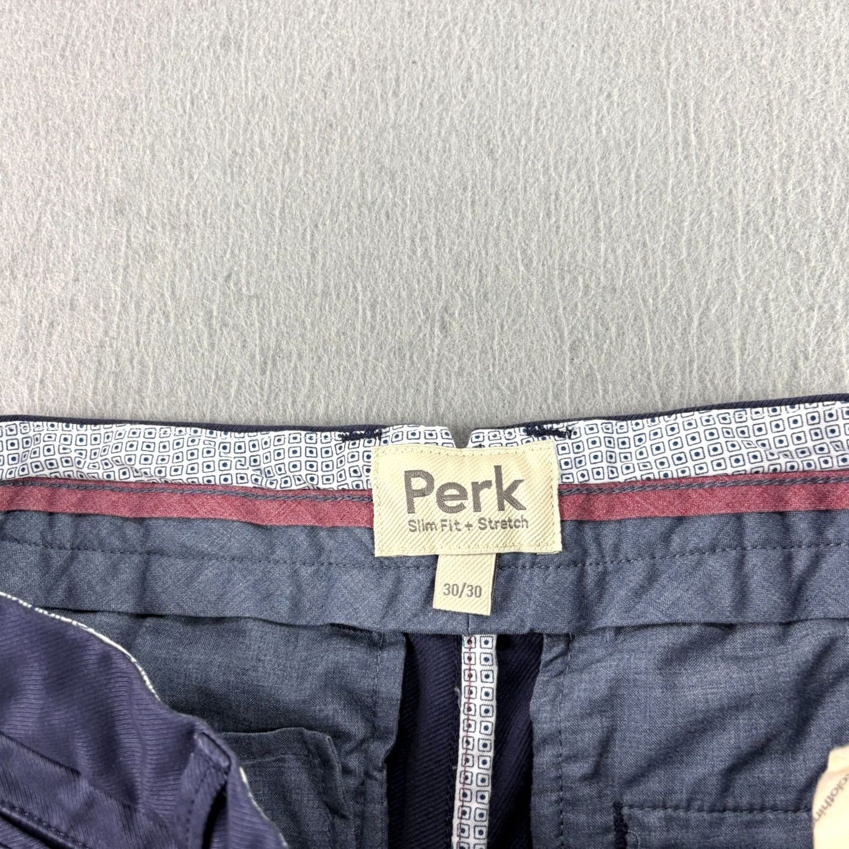 Vintage Perk Mens Pants 30x30 30x27 Blue Chino Straight Leg Khakis Casual Regular Cotton Front Flat Tagless Solid Pattern Zip Front Size US 30 / EU 46 - 4 Thumbnail