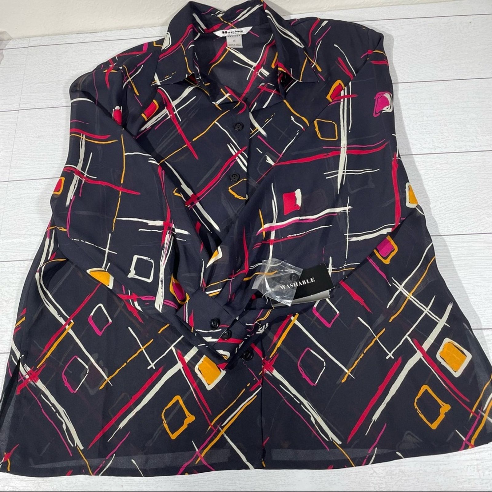 Other NYGARD COLLECTIONS PETITES Black Abstract Print Sz 14 Shirt Size XL / US 12-14 / IT 48-50 - 9 Thumbnail