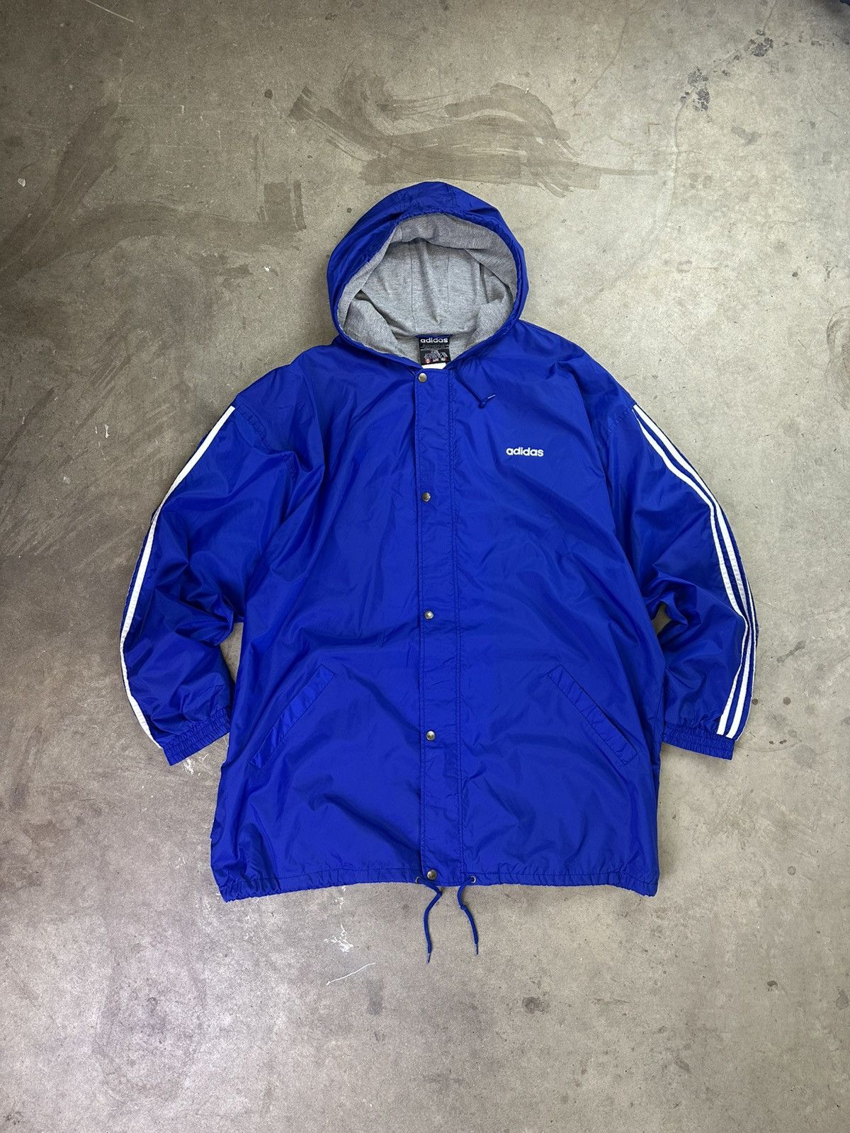 Adidas × Vintage Vintage Adidas Long Windbreaker XXL Blue 90s Size US XXL / EU 58 / 5 - 1 Thumbnail